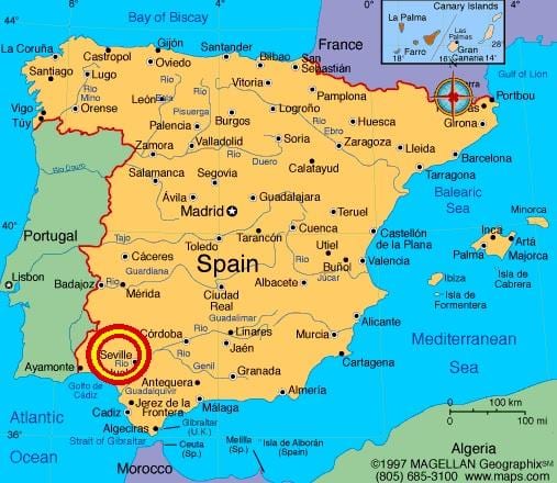 Sevilla espana χάρτης