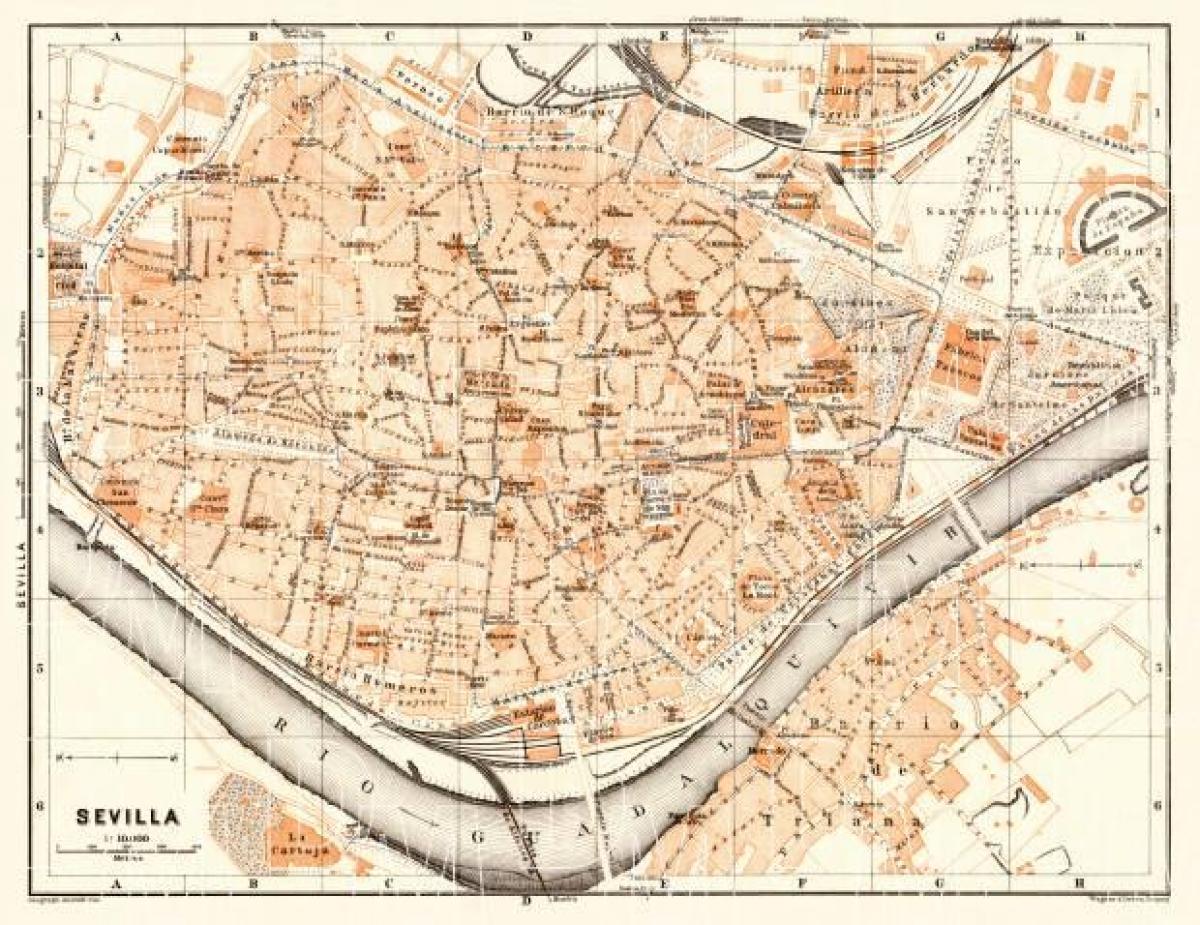 χάρτης της παλιάς πόλης Σεβίλλη ισπανία
