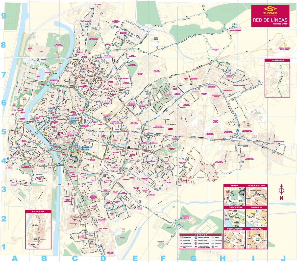 χάρτης της Σεβίλλης σταθμό λεωφορείων