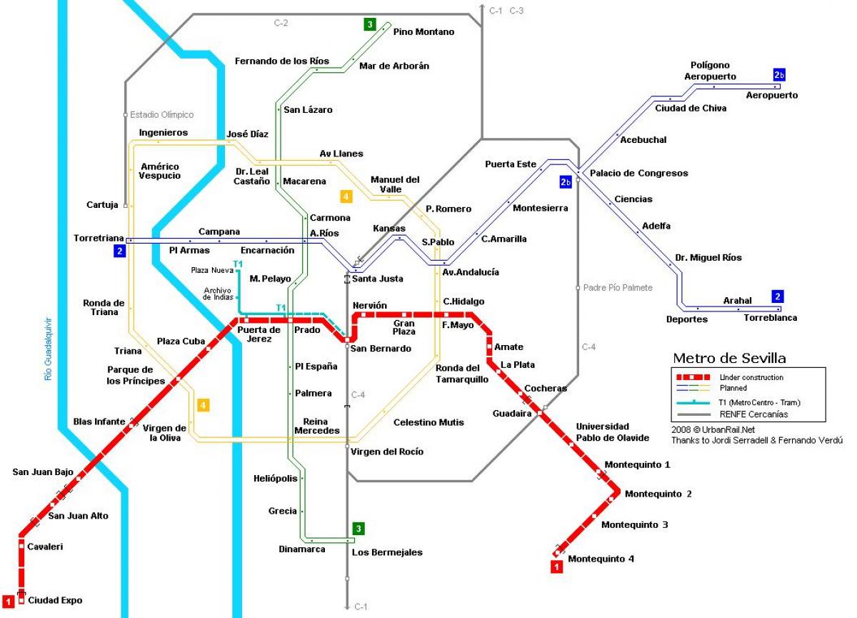 χάρτης του μετρό της Σεβίλλης