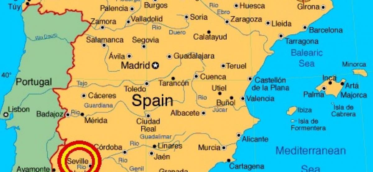 χάρτης της ισπανίας δείχνει Σεβίλλη